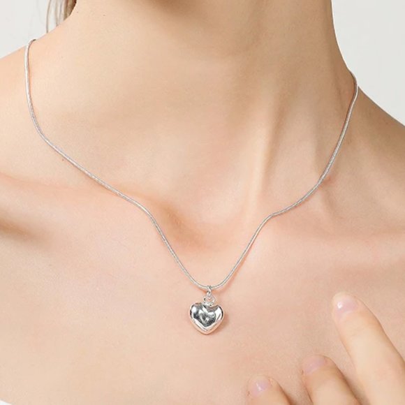 Snake 925 Sterling Silver Rope Chain Heart Love Necklace Wedding Engagement - Picture 2 of 9